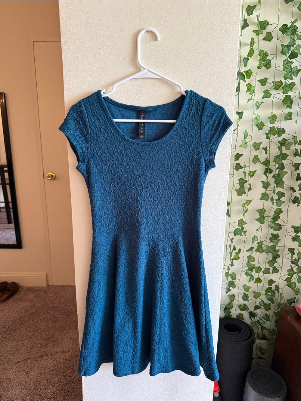 Aeropostale Teal Textured Scoop-Neck Mini Dress